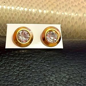3/$25 New gold tone halo style bling large stud earrings